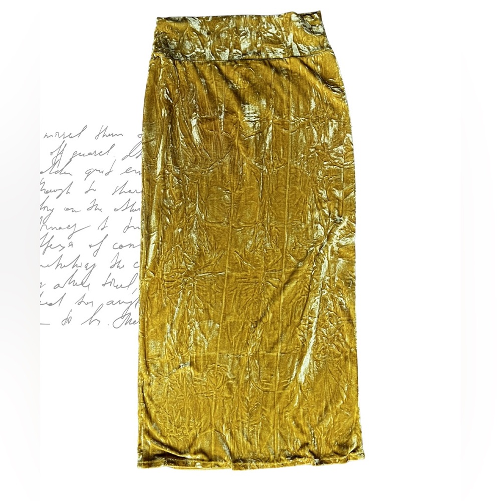 Gold Velvet Maxi Skirt - Women